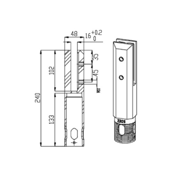 240mm Standard Core Drill Spigot Core Drill Glass Spigots: CD-STD-P/S/B/W