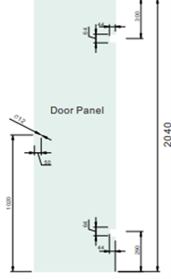 H6 Hinge and Door Glass Panels: H6-D-600